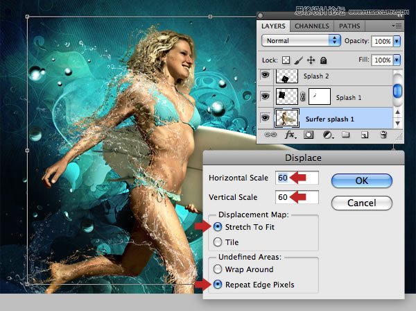 Photoshop合成从水花中冲出的海边美女,PS教程,图老师教程网