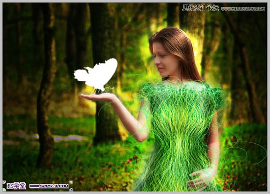 Photoshop合成在和蝴蝶交流的美女仙子,PS教程,图老师教程网