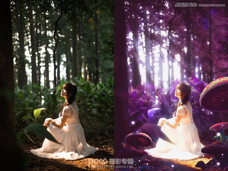 Photoshop调出梦幻风格的森林公主场景图,PS教程,图老师教程网