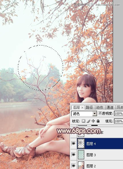 Photoshop给河边女孩添加漂亮的粉色效果图,PS教程,图老师教程网