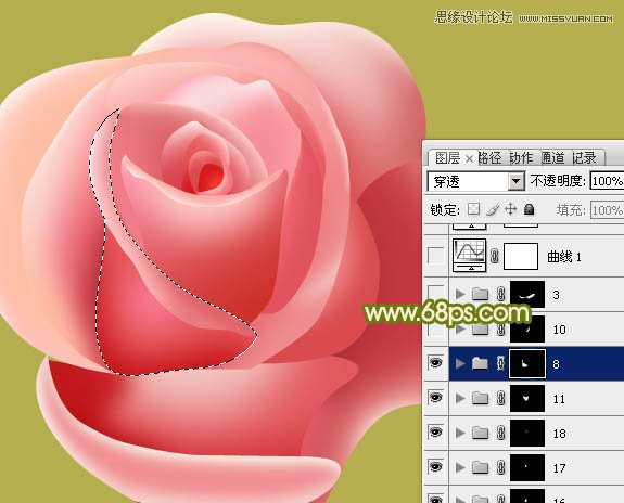 Photoshop绘制粉色漂亮的玫瑰花教程,PS教程,图老师教程网