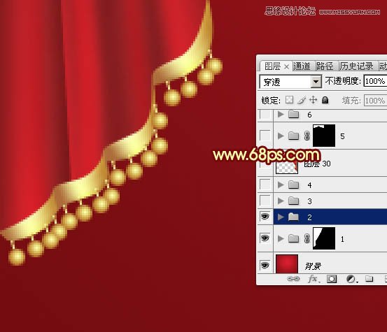 Photoshop绘制红色喜庆的帷幕效果,PS教程,图老师教程网