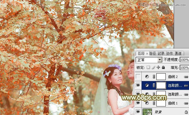 Photoshop调出婚片照片秋季黄色调,PS教程,图老师教程网