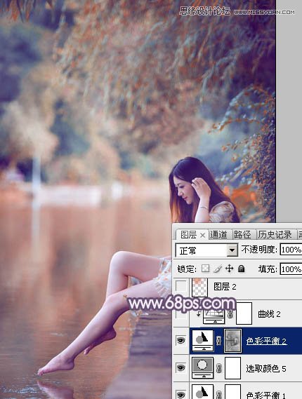 Photoshop调出木桥上女孩唯美紫色效果,PS教程,图老师教程网