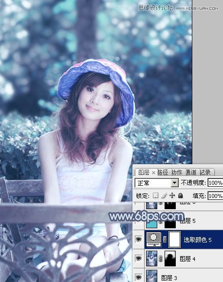 Photoshop调出公园女孩甜美的蓝色效果,PS教程,图老师教程网