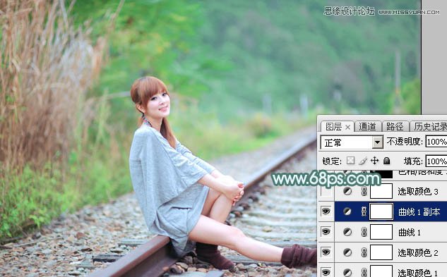 Photoshop调出铁道美女照片柔美肤色效果,PS教程,图老师教程网