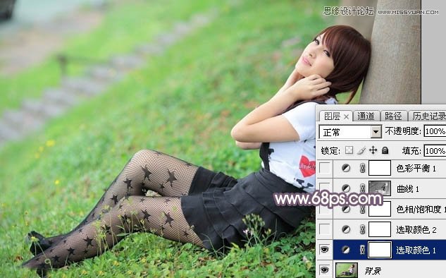 Photoshop调出公园美女日系淡雅效果,PS教程,图老师教程网