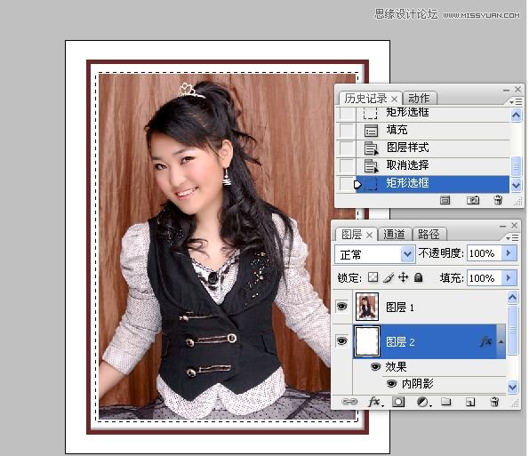Photoshop给美女照片添加装裱效果,PS教程,图老师教程网