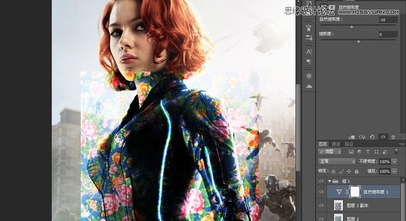 Photoshop给黑寡妇穿上喜庆的花棉袄效果,PS教程,图老师教程网