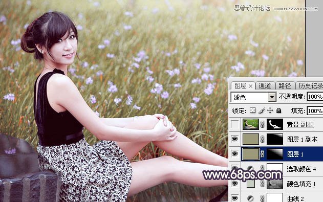 Photoshop调出春季花园美女淡淡冷色效果,PS教程,图老师教程网