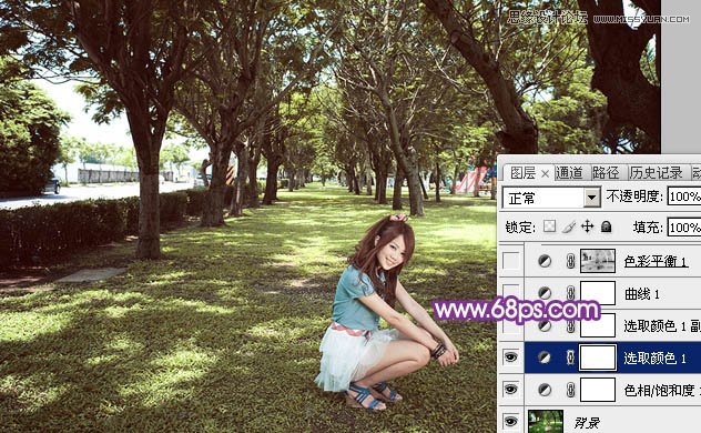 Photoshop调出夏季树下美女绚丽紫色效果,PS教程,图老师教程网