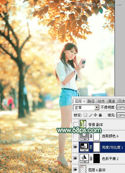 Photoshop调出树下美女秋季柔美色调,PS教程,图老师教程网