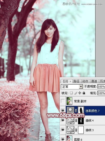 Photoshop设计树下美女淡青肤色效果,PS教程,图老师教程网