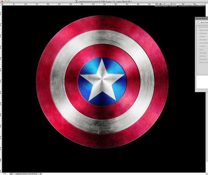 Photoshop绘制美国队长盾牌图标教程,PS教程,图老师教程网