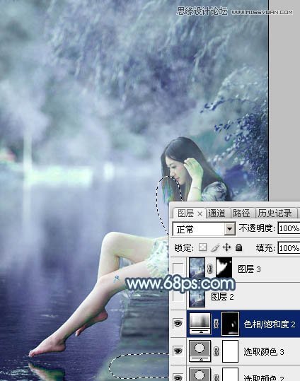 Photoshop调出河边美女梦幻蓝色效果,PS教程,图老师教程网