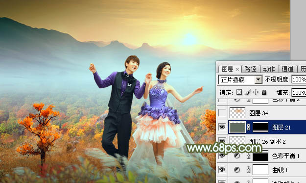 Photoshop合成秋季唯美的婚片效果图,PS教程,图老师教程网