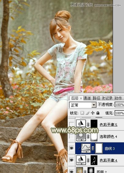 Photoshop调出外景女孩秋季淡雅黄色调,PS教程,图老师教程网