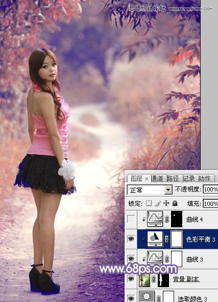 Photoshop调出路边美女梦幻紫色效果,PS教程,图老师教程网