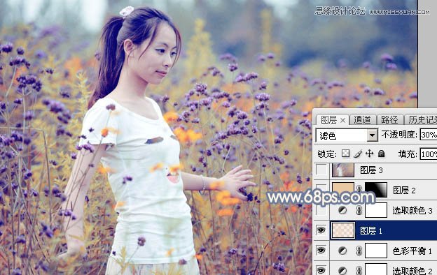 Photoshop调出花园人像照片梦幻紫色调,PS教程,图老师教程网
