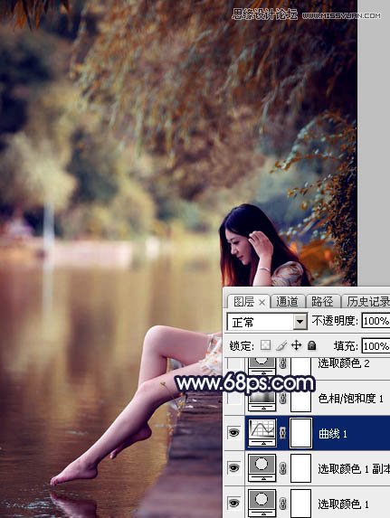 Photoshop调出河边女孩秋季暗色效果,PS教程,图老师教程网