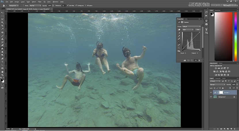 Photoshop给灰蒙蒙的水下照片变清晰通透,PS教程,图老师教程网