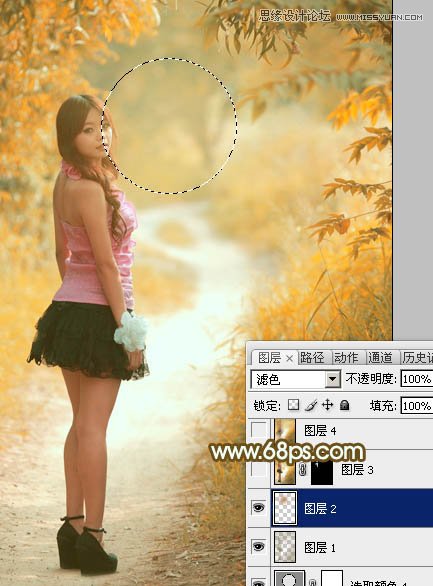 Photoshop调出树林下美女秋季金黄色场景,PS教程,图老师教程网