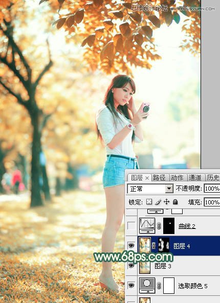 Photoshop调出树下美女秋季柔美色调,PS教程,图老师教程网