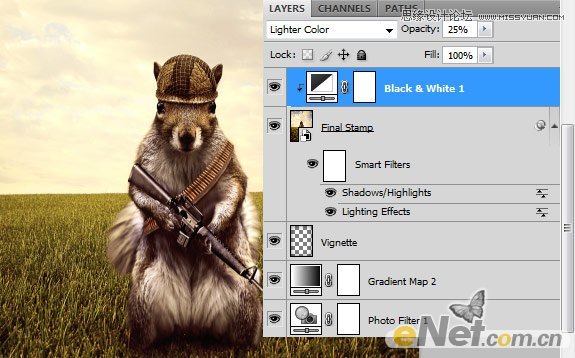 Photoshop打造草原上的超酷的松鼠战士,PS教程,图老师教程网