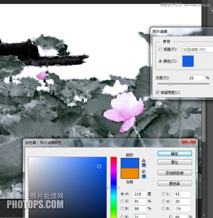 Photoshop使用滤镜制作古典荷花图,PS教程,图老师教程网