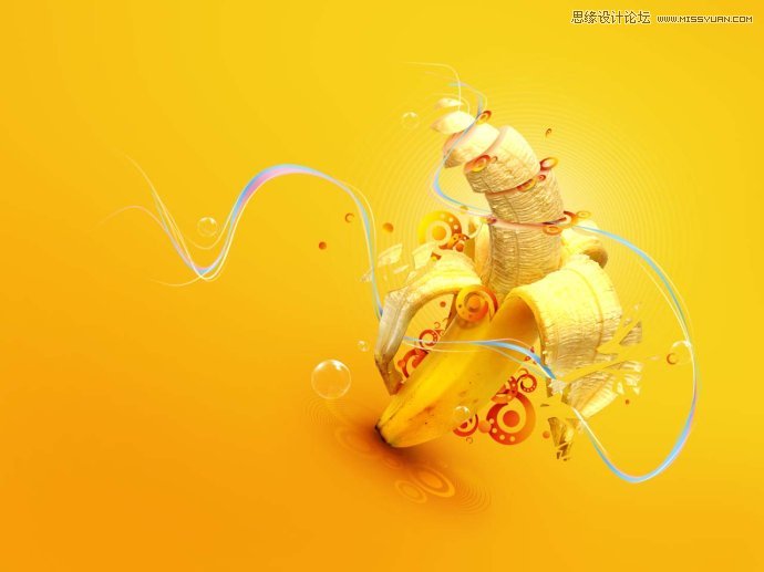 Photoshop设计黄色风格的香蕉桌面壁纸,PS教程,图老师教程网