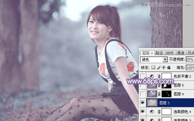 Photoshop使用通道替换给调出美女梦幻紫色调,PS教程,图老师教程网