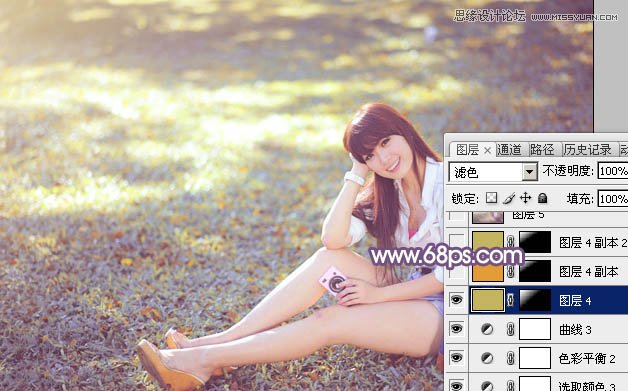 Photoshop调出草地女孩淡淡的日系效果,PS教程,图老师教程网