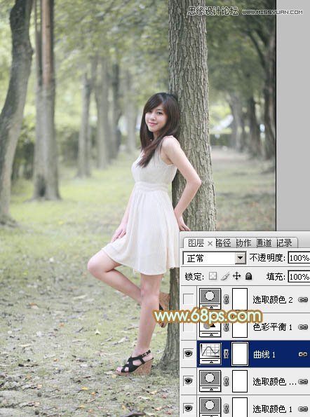 Photoshop调出林中女孩淡淡的绿色效果,PS教程,图老师教程网