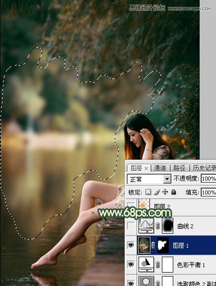 Photoshop调出水塘边女孩暗角LOMO效果,PS教程,图老师教程网