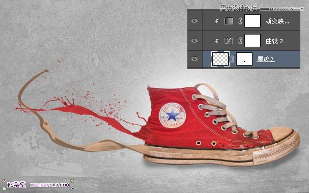 Photoshop设计时尚喷溅效果的运动鞋,PS教程,图老师教程网