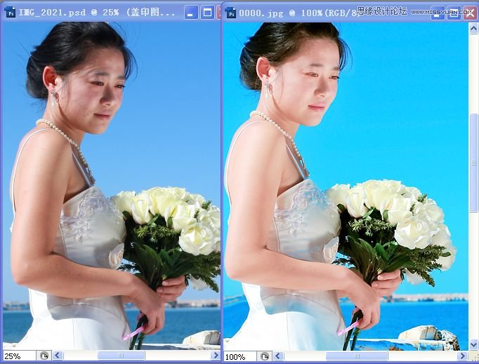 Photoshop给偏暗色海边婚片调亮处理,PS教程,图老师教程网