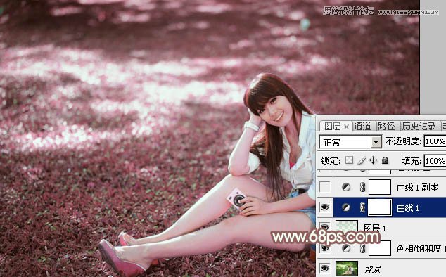 Photoshop调出草地女孩唯美的粉色效果,PS教程,图老师教程网