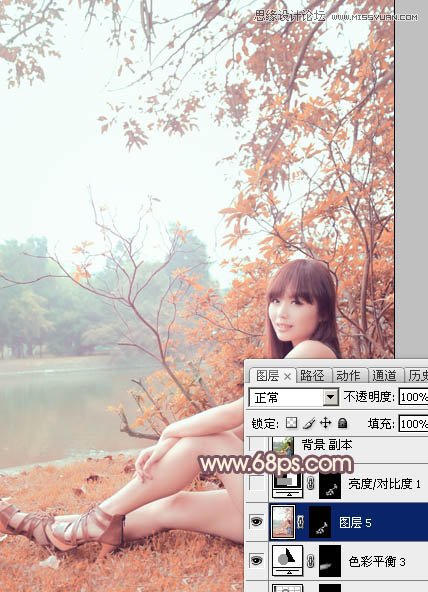 Photoshop给河边女孩添加漂亮的粉色效果图,PS教程,图老师教程网