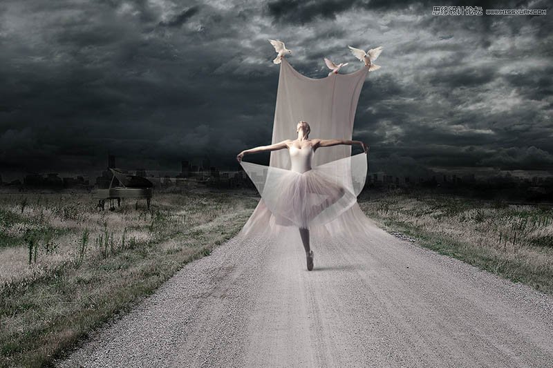 Photoshop合成在马路上翩翩起舞的芭蕾舞者,PS教程,图老师教程网