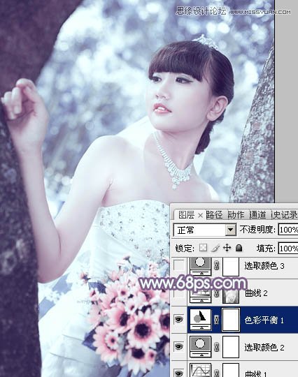 Photoshop调出穿婚纱新娘梦幻紫色调,PS教程,图老师教程网