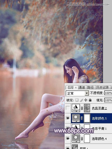 Photoshop调出木桥上女孩唯美紫色效果,PS教程,图老师教程网