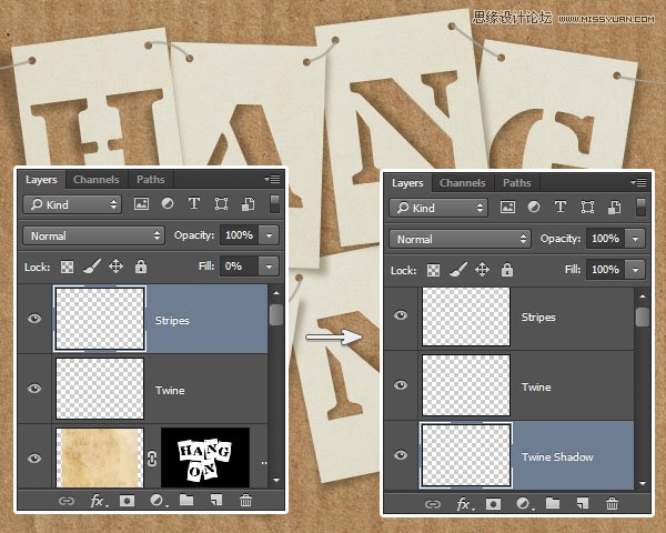 Photoshop制作卡片式镂空艺术字教程,PS教程,图老师教程网