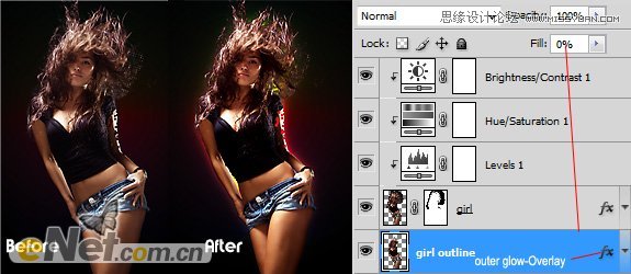 Photoshop设计绚丽光线效果的美女海报,PS教程,图老师教程网