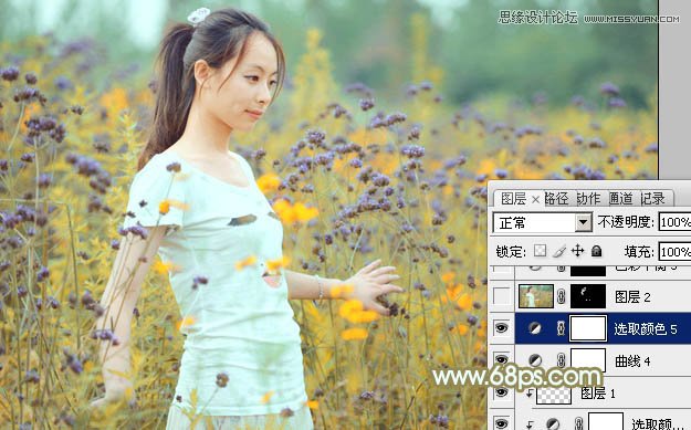Photoshop调出花丛美女淡淡的柔色效果,PS教程,图老师教程网