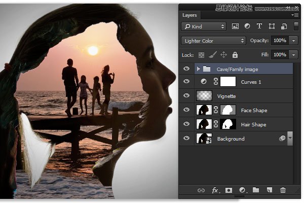 Photoshop合成创意无限的人像曝光效果图,PS教程,图老师教程网