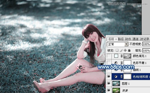 Photoshop使用通道调出草地女孩梦幻紫色调,PS教程,图老师教程网