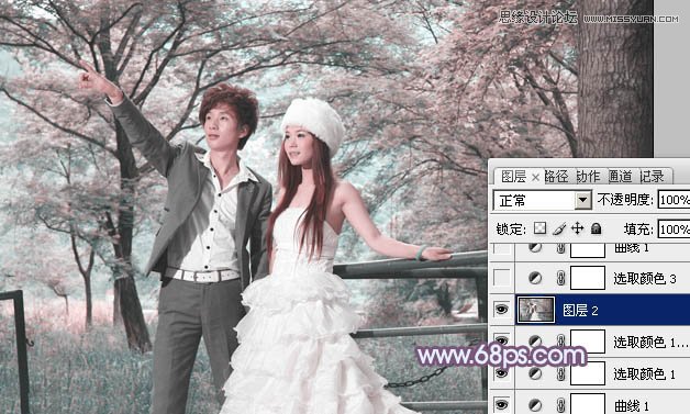 Photoshop调出婚纱照片梦幻紫色效果,PS教程,图老师教程网