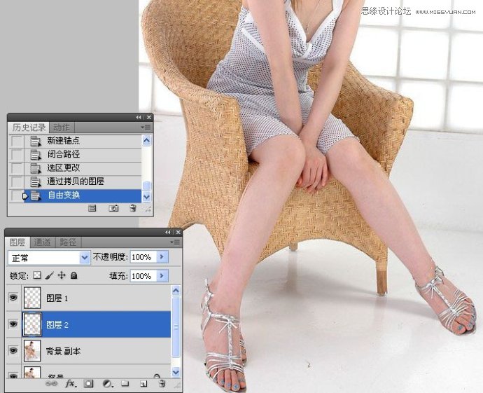 Photoshop美容教程：人物腿部修饰之美腿的制作,PS教程,图老师教程网