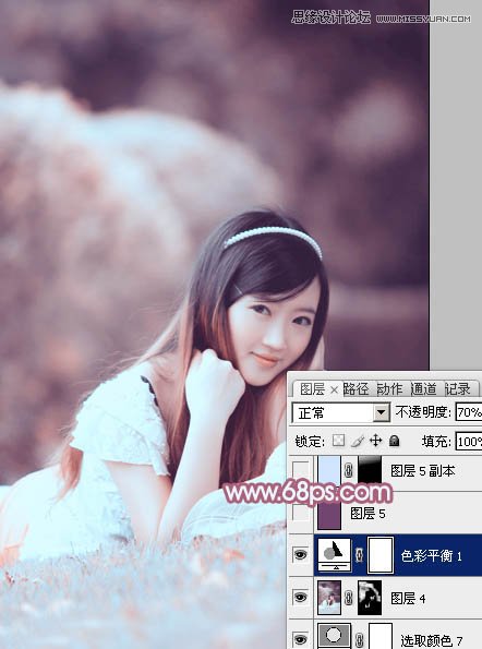 Photoshop调出春季外景美女梦幻紫色调,PS教程,图老师教程网