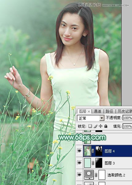 Photoshop调出外景女孩唯美的青色效果,PS教程,图老师教程网